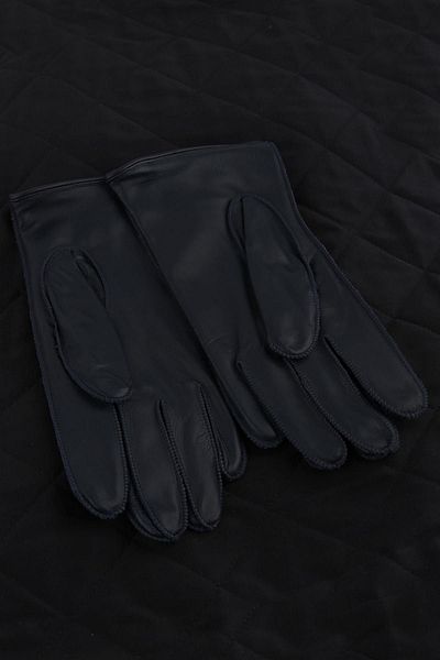 Kravatkolik Navy Blue Plain Genuine Leather Men's Gloves El37