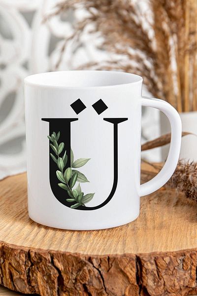 Kravatkolik Initial Printed Mug with Letter U