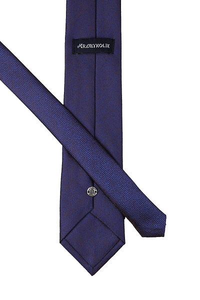 Kravatkolik Men's Brown Navy Sand Pattern Classic Necktie with Handkerchief Kk10238