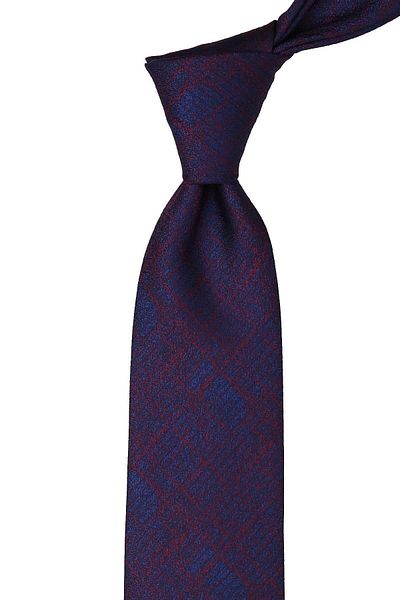 Kravatkolik Navy Blue Classic Tie with Self Pattern Handkerchief Kk10234