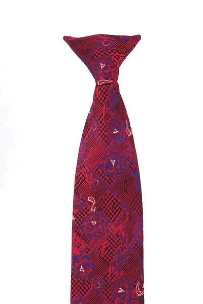 Kravatkolik Red Flower Pattern Clip Tie KLP368
