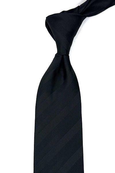 Kravatkolik Black Striped Tie with Handkerchief - KK12578