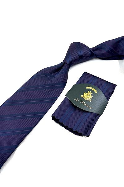 Kravatkolik Dark Blue Striped Plum Classic Tie - KK12701