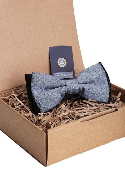 Kravatkolik Blue Sand Pattern Bow Tie P1346