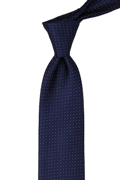 Kravatkolik Navy Blue Dot Pattern Classic Tie with Handkerchief Kk10422