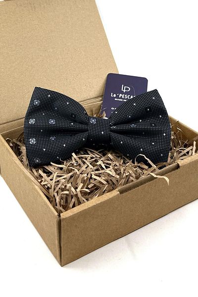 Kravatkolik Black Small Pattern Large Bow Tie P1846