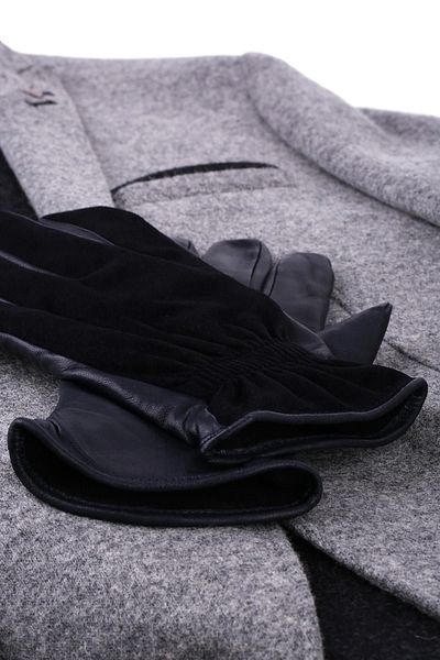 Kravatkolik Men's Black Leather - Suede Gloves El22