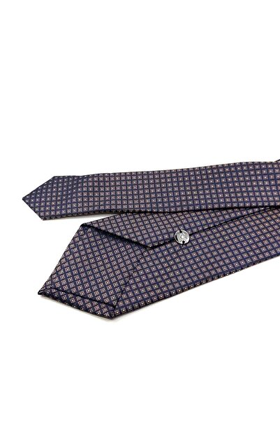 Kravatkolik Μπεζ - Μπλε ναυτικό Κλασική Γραβάτα με Μικρό Σχέδιο KK12382