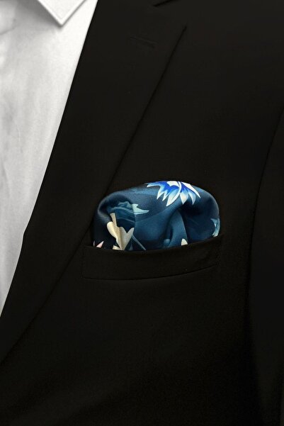 La Pescara Batista de buzunar pentru bărbați cu flori de culoare petrol Sps545-14