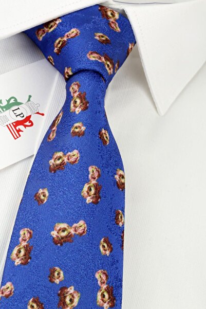 La Pescara Синя вратовръзка с флорални мотиви 5891