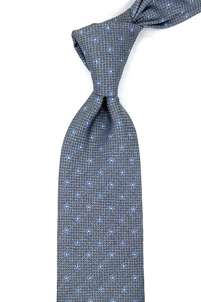 Kravatkolik Classic Necktie with Gray Flower Pattern Handkerchief KK12259