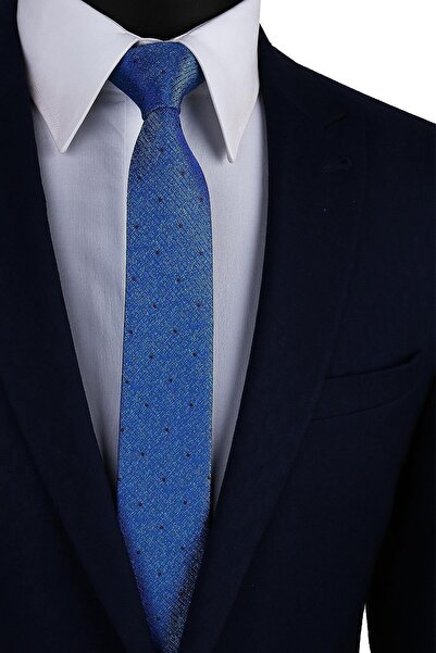 Kravatkolik Μπλε - Πράσινη Γραβάτα με Πουά Σχέδιο Slim Sk7491