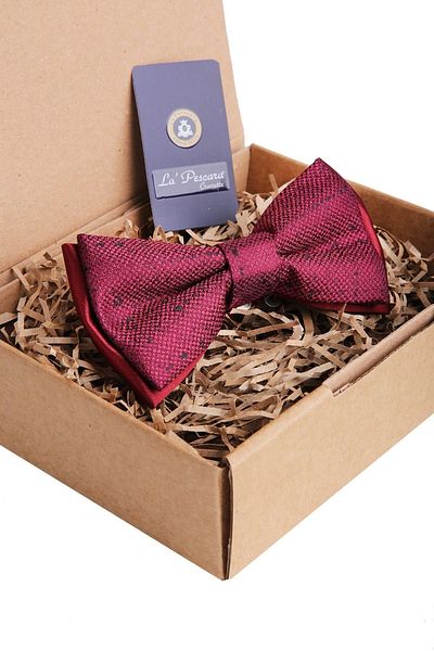Kravatkolik Burgundy Sand Pattern Bow Tie P908