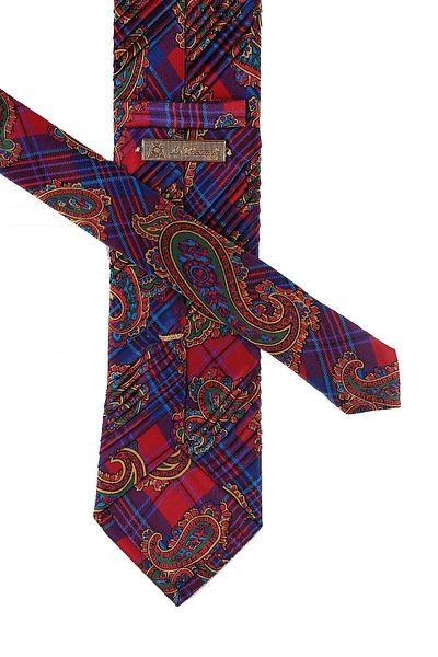 Kravatkolik Multicolored Shawl Pattern Pleated Silk Tie Est142