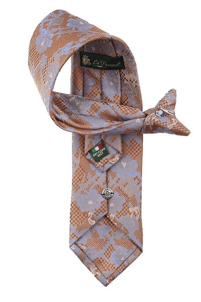 Kravatkolik Beige Flower Pattern Clip Tie KLP363