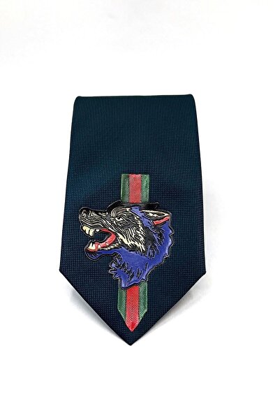 La Pescara Зелена вратовръзка с щампа „Green Plain Wolf Crest“ Kk11702