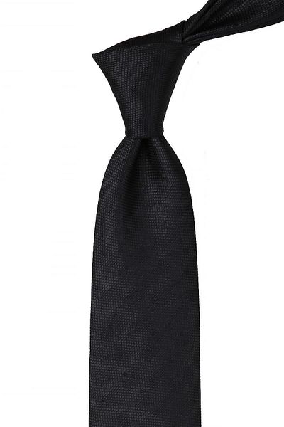 Kravatkolik Men's Black Classic Necktie with Self Pattern Handkerchief Kk10688