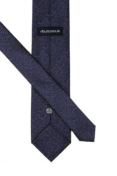 Kravatkolik Navy Blue Sand Pattern Classic Tie with Handkerchief Kk10409