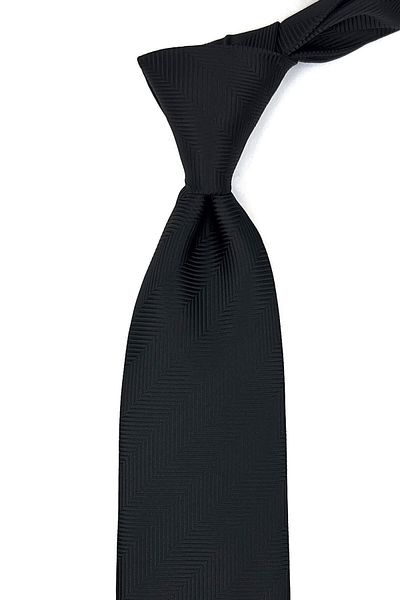 Kravatkolik Black Classic Tie with Self Pattern Handkerchief Kk11049