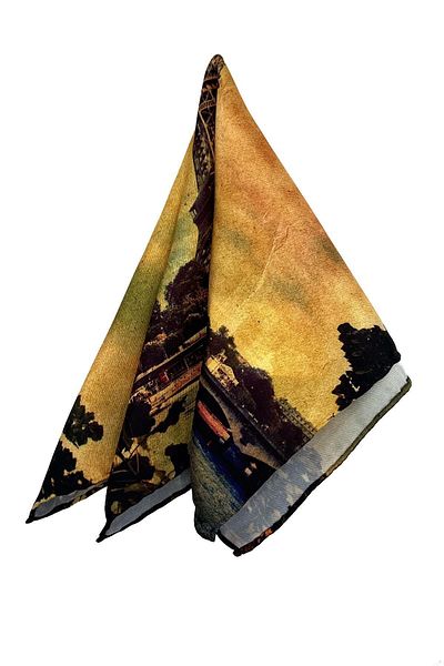 Kravatkolik Yellow Eiffel Motif Men's Pocket Handkerchief SPS618-97
