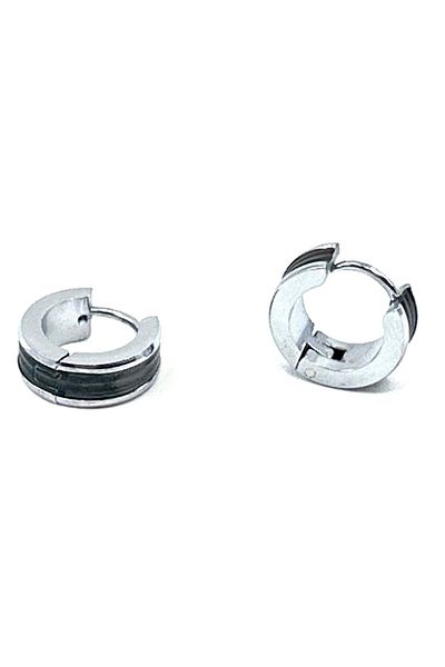 Kravatkolik Black - Silver Color Round Unisex Earrings EAR21