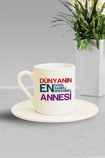 Hediyexpres The Most Beautiful Gift for Mom The Most Beautiful Patience Perfect Mother in the World Printed Turkish Coffee Cup