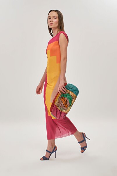 Eda Taşpınar Back Low-cut Chiffon Dress no.2 TEKS-00057