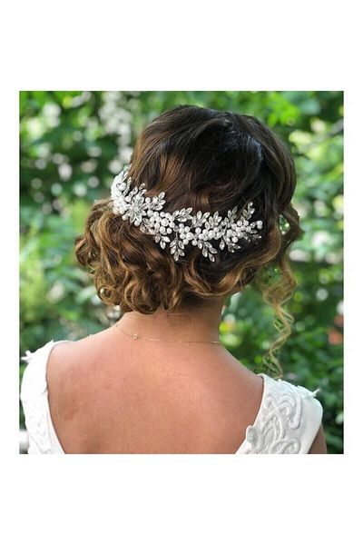 RAY TİCARET Accesoriu de păr din piatră de cristal Agrafă de mireasă cu perle Accesoriu de nuntă de logodnă