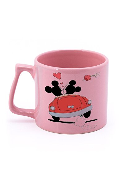 Hediyexpres Sevgililer Günü Arabada Minnie Mickey Mouse Baskılı Pembe Çay Kah...