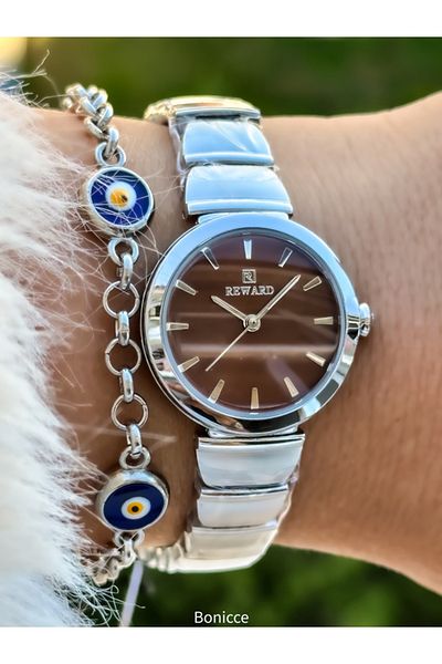 Reward Brand Silver Elegant Women's Wristwatch Bracelet - Steel Cord, with Special Lock System