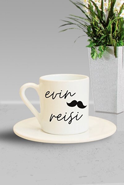 Hediyexpres كوب قهوة تركي أبيض بتصميم شارب خاص لأب رئيس المنزل