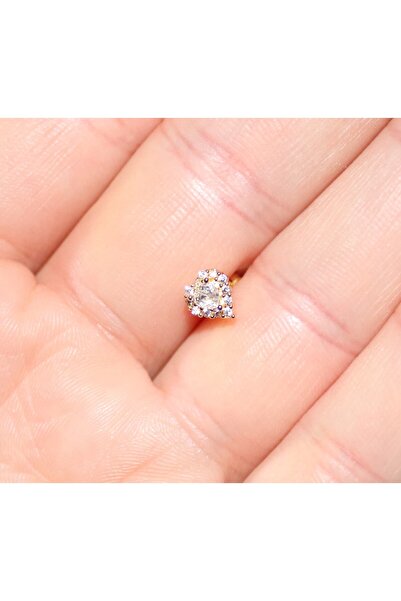 agbtasarım ZİRKON TAŞLI "helix, Lobe, Nostril, Tragus" Kalpli Kıkırdak, Burun...