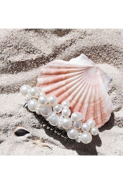Bivalvia Accessories Cataramă mare cu perle, tip pieptene