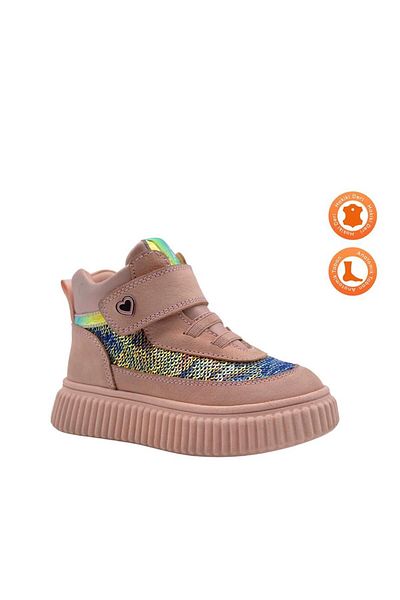 kids A more Liena Single Velcro Sequin Detailed Leather Girl's Boots Powder