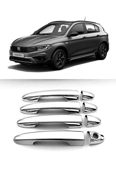33 Oto Aksesuar Fiat Egea Cross 2020 > Uyumlu  Krom Kapı Kolu - 8 Parça
