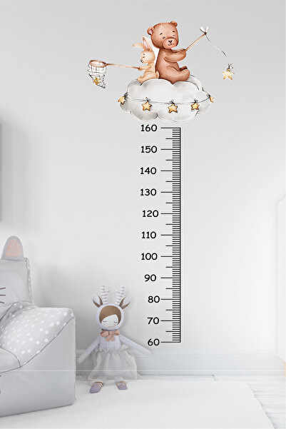 Ayza Tasarım ملصق حائط بطابع الدب والأرنب - ملصق قياس الارتفاع المسطرة، ملصق ...