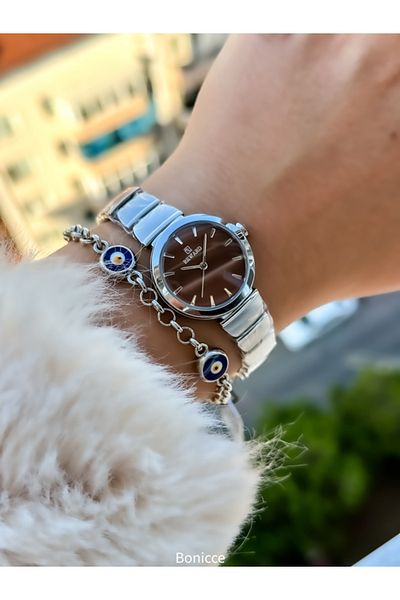 Reward Brand Silver Elegant Women's Wristwatch Bracelet - Steel Cord, with Special Lock System