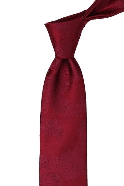 Kravatkolik Claret Red Flower Pattern Classic Tie with Handkerchief Kk10467