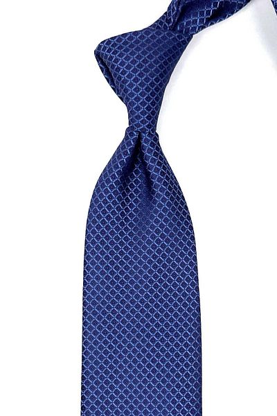 Kravatkolik Patterned Blue Classic Tie with Handkerchief - KK12628