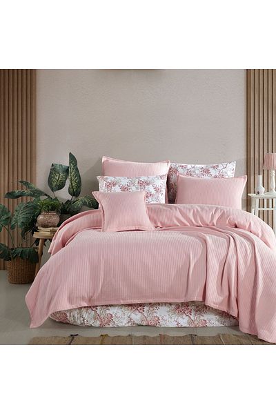 Lief Home 100% Cotton Full Set Pique Set with Sheets - Elastic, 220x230