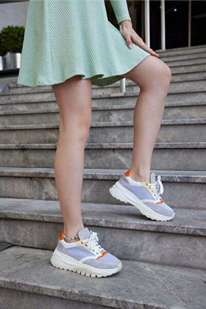 FOLLİNİ Ženske sive sportske cipele Prava koža Patike