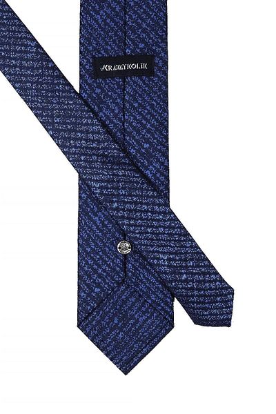Kravatkolik Navy Blue Line Pattern Classic Tie with Handkerchief Kk10546