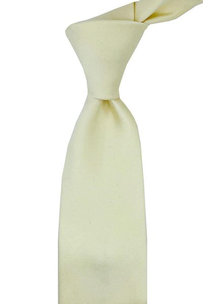 Kravatkolik Cream Italian Plain Silk Tie Ik1310
