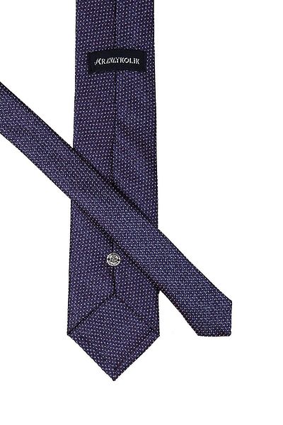Kravatkolik Plum - Navy Blue Dot Pattern Classic Necktie with Handkerchief Kk9662