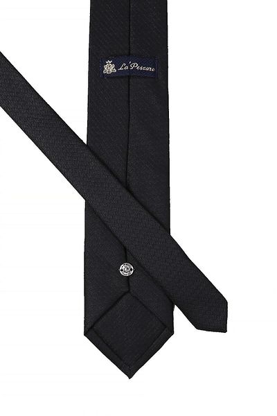 Kravatkolik Black Classic Tie with Self Pattern Handkerchief Kk10681