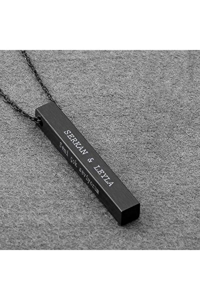 sihirlihediyem Kişiye Özel Siyah Çubuk Kolye