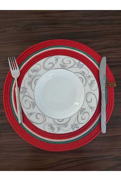 home decors by özlem 2 Person 2 Piece American Service Plate Set Plate Mat Kitchen Wicker Basket Presentation Gift 34x34cm