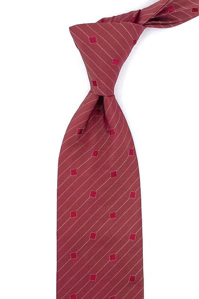 Kravatkolik Maseradee Style Red Small Pattern Italian Silk Tie Ik1364
