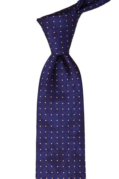 Kravatkolik Navy Blue Polka Dot Pattern Classic Necktie with Handkerchief Kk10053