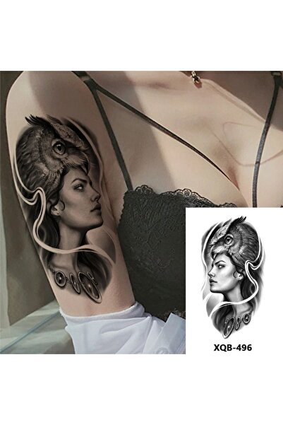 Tattoo Gerçekci Geçici Dövme Tattoo Kız Baykuş Dövme Etiket Kadın Erkek Kol Bacak